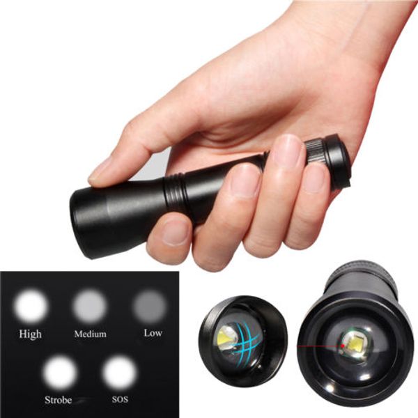 

mini xm-l t6 led tactical flashlight 5modes lighting zoom torch light waterproof ipx5 camping hunting lamp shpping