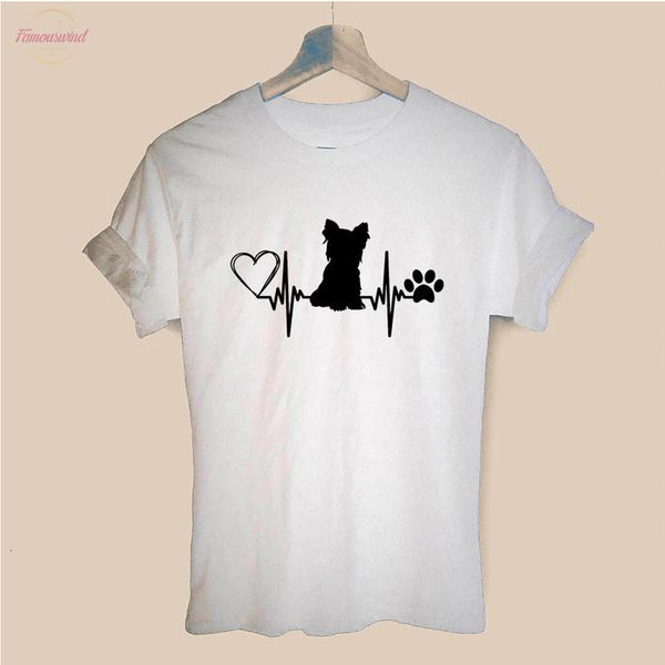 

yorkshire terrier yorkie dog mom funny graphic t shirt short sleeve o neck cotton t shirt girls tee woman clothing, White