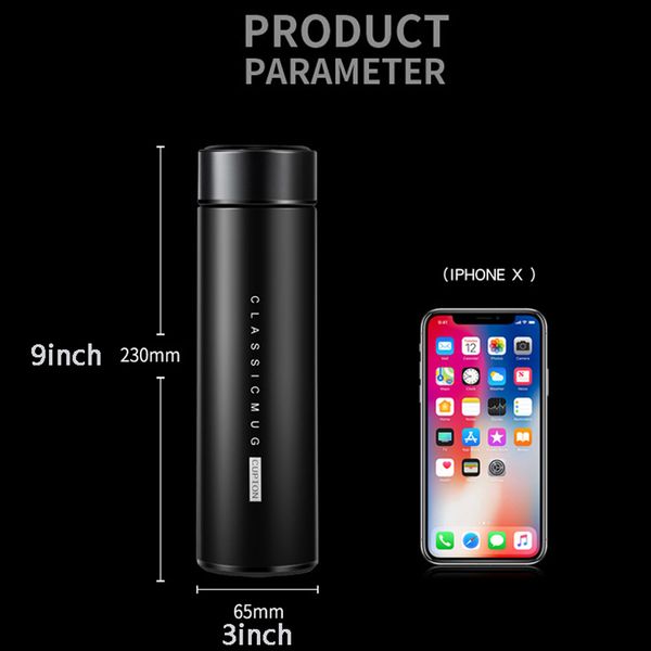 

new fashion smart mug temperature display vacuum stainless steel water bottle kettle thermo cup with lcd touch screen gift cup dbc vt1117