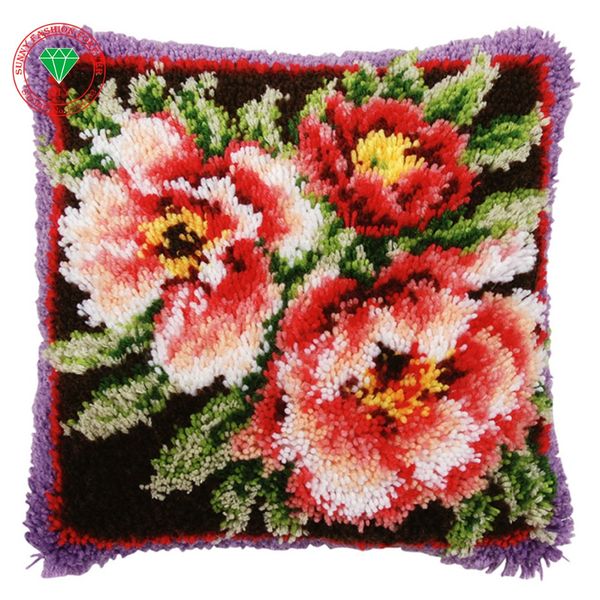 

christmas cushions home pillow flower yarn carpet embroidery carpet cushion pillowcase stitch mat pillow home diy cushion