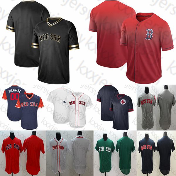

Custom Boston Men's Red Sox Jerseys Mookie Betts Ted Williams Andrew Benintendi David Ortiz Legend V Neck Fade Gold Baseball Jersey