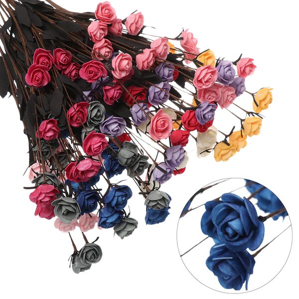 

15 глав искусственного моделирования роза реалистичного поддельный шелк blue rose flowers bouquet главной прополка партия украшение