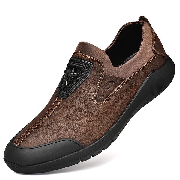 

nice new outdoor men genuine leather casual shoes moccasins men business flats new fashion retro sneakers male, Black