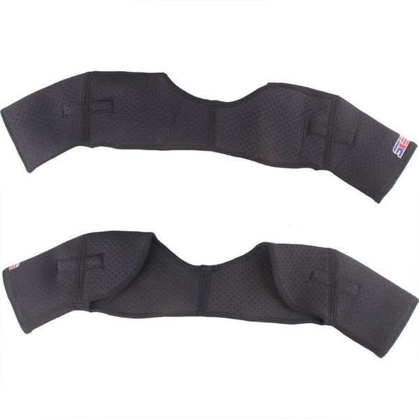 

shoulder pad comfortable elastic black synthetic rubber m/l/xl adjustable sports breathable wrap lifting outdoor nylon, Black;blue