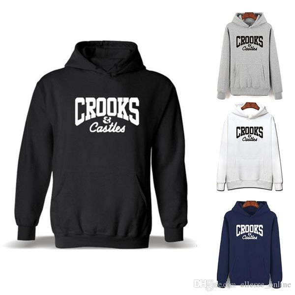 

мужская хлопка с длинными рукавами хип-хоп моды толстовка крукс печать o-шеи зимы личность вскользь tops хлопок hoodie, Black