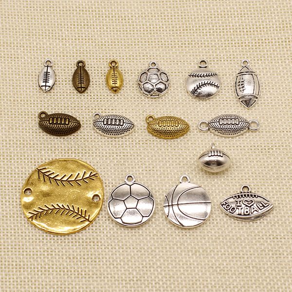 

80 шт металлические подвески для изготовления ювелирных изделий баскетбол футбол теннис футбол hj180, Bronze;silver