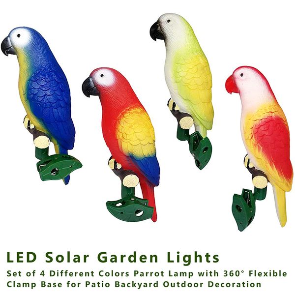 

solar power led light parrot lamp with clip bird shape night light for outdoor garden path tree ornament