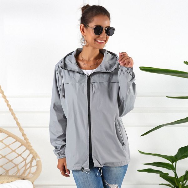 

winter women coat clothes tide winter solid rain coatoutdoor solid lightweight waterproof hooded raincoat windproof outwear, Tan;black
