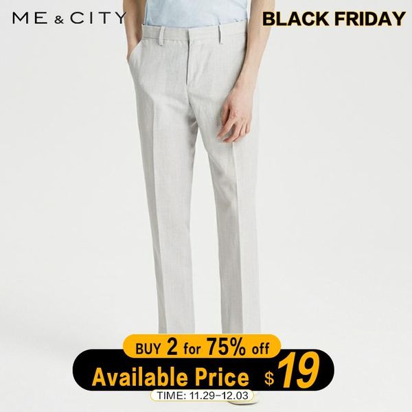 

me&city 2019 men high-quality pants suit pants business fashion male brand solid handsome trousers, Black