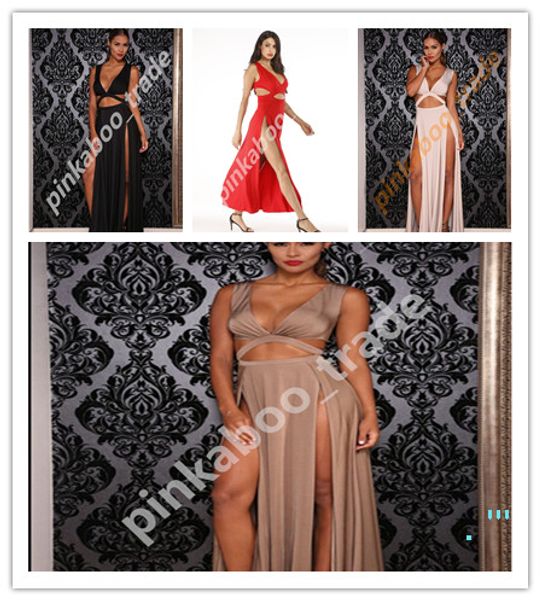 

european style women trendy vent one piece dress v-neck sleeveless long dresses lady summer beach clothes backless solid color ly324, White