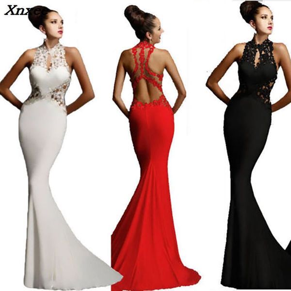 

new summer sleeveless lady dress wedding bridesmaid long formal party backless lace dress mermaid maxi dress vestidos robe, Black;pink