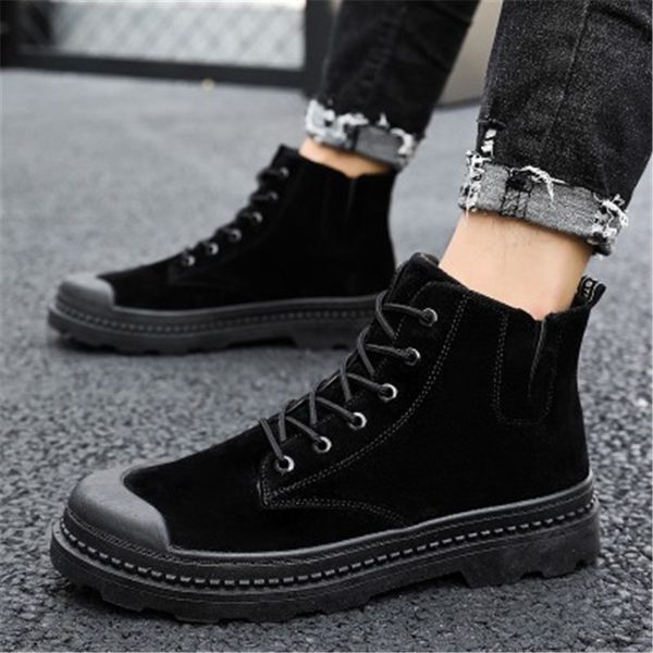 

men's high work boots outdoor autumn boots men's leather boot shoes black comfortable casual shoes