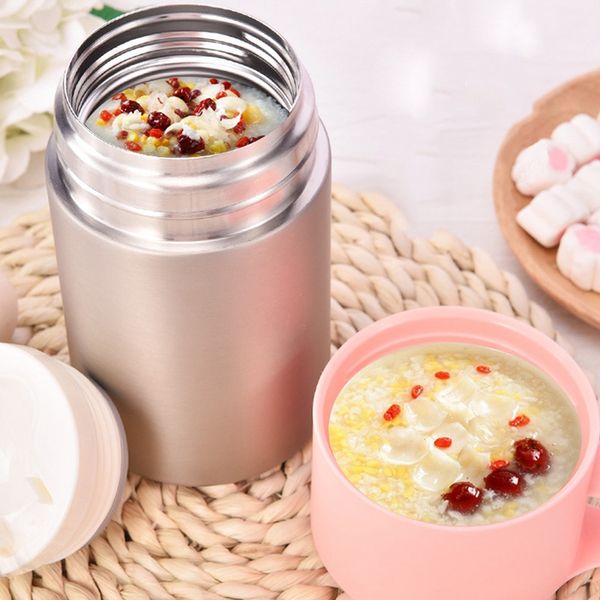 

600ml stainless steel vacuum bottle food jar braised beaker thermal stew pot insulation soup thermoses with portable folding s