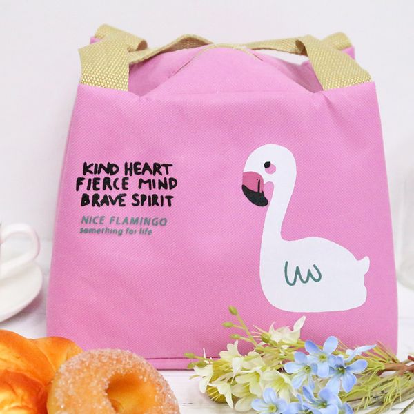 

flamingo lunch-box thermal insulation milk bottle keep warm bag woman portable infant breast milk warmer beach tote, Blue;pink