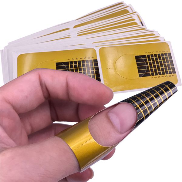 

100pcs professional french nail form tips nail art form acrylic tip gel nails sticker extension curl for polish guide, Black