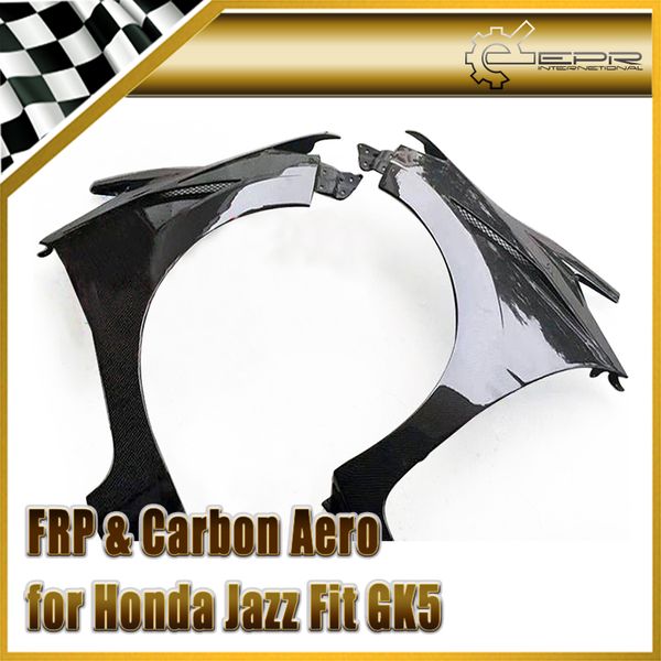 

car-styling for jazz fit gk5 14-17 carbon fiber js-style front vented fender fibre mudguard accessories