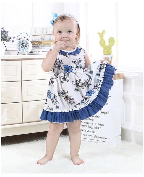 

girls dresses girls floral print dress baby cotton sleeveless pleated dress princess toddler children little dresses, Red;yellow