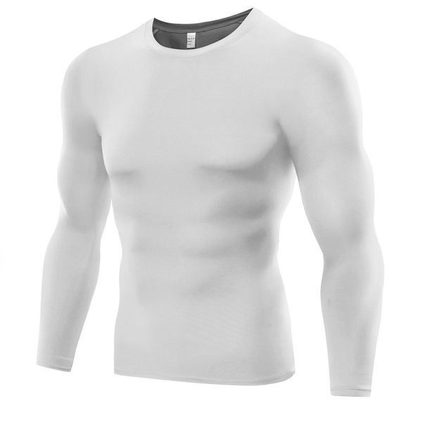 

2018 new fitness compression shirt men's sports long-sleeved quick-drying slim t-shirt sportswear shirt, Black;blue