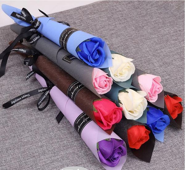 

100pcs / lot new bright delicate artificial flower rose artificial rose soap soap flower valentine's day christmas wedding gift #55
