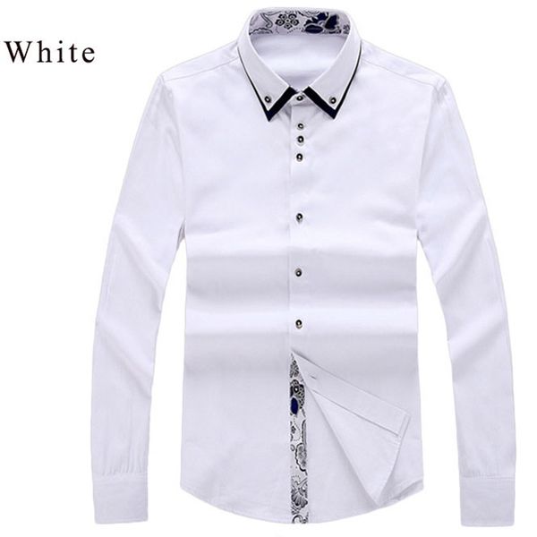 

men's dress shirts 2021 men fashion clothes solid long sleeve shirt slim fit casual male turn-down collar work camisa masculina, White;black