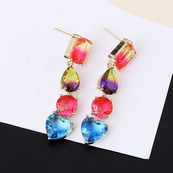 

large tourmaline stone earrings water drop shape women bride long earrings wedding party luxury accessories xiumeiyizu new, Silver