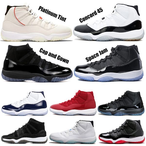 

2019 bred 11 concord high 45 xi 11s cap and gown legend blue men basketball shoes prm infrared 23 heiress space jams mens sports sneakers