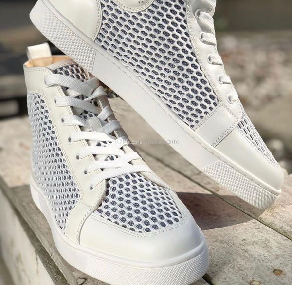 

spring/summer red soles shoes,mens trainers rantus orlato men's flat red bottom sneakers white mesh leather sneakers shoes with box, Black