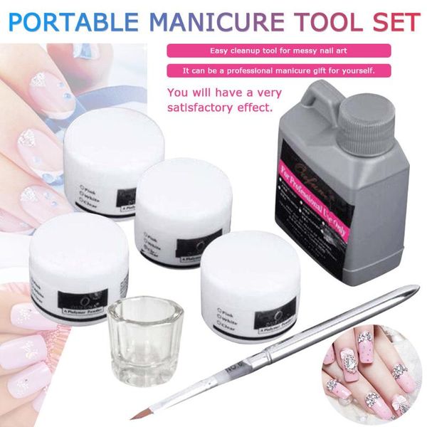 

nail gel polish portable art tool kit set crystal powder acrylic liquid dish 120ml hybrid varnish vernis, Red;pink