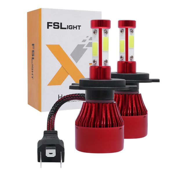 

2pcs auto car h4 h7 led headlights 6500k 12000lm 12v h1 h11 cob bulbs hi lo beam 2 / 4 diodes white automobiles near far light