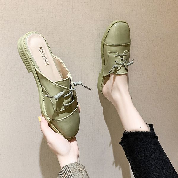 

mules for women 2020 loafers low square toe shoes house slippers platform slides pantofle fashion new luxury cover pu hoof, Black