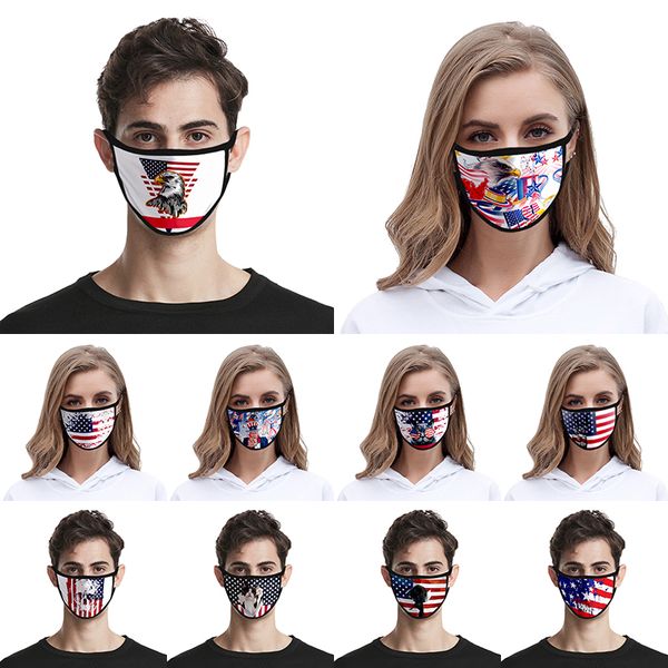 

2020 american flag mask american independence day dustproof fashion printing ice silk designer face masks fabric washable face mask