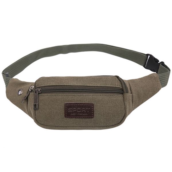 

waist bags mens arrival leisure fashion portable canvas zipper packs solid color khaki army green male chest