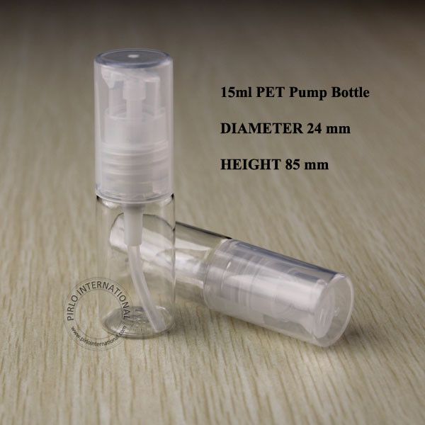 

15ml pet pla tic lotion pump pray bottle pla tic bottle co metic packaging emul ion container with tran parent pray lid 50pc