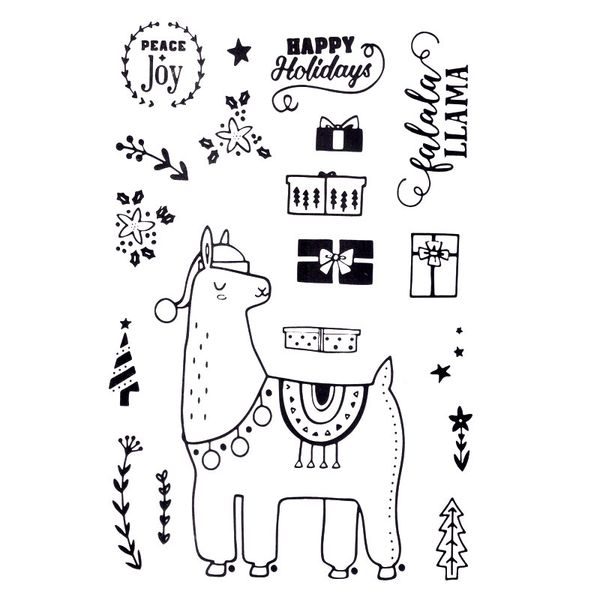 

happy holidays llama news alpaca gift scrapbook diy p cards account rubber stamp clear stamps transparent stamp card stamper