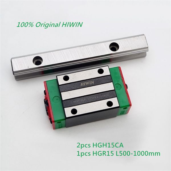 1pcs Original New HIWIN HGR15-500mm / 600 milímetros / 700 milímetros / 800 milímetros / 900 milímetros / mil milímetros linear guia / rail + 2pcs HGH15CA linear blocos estreitos para peças CNC router