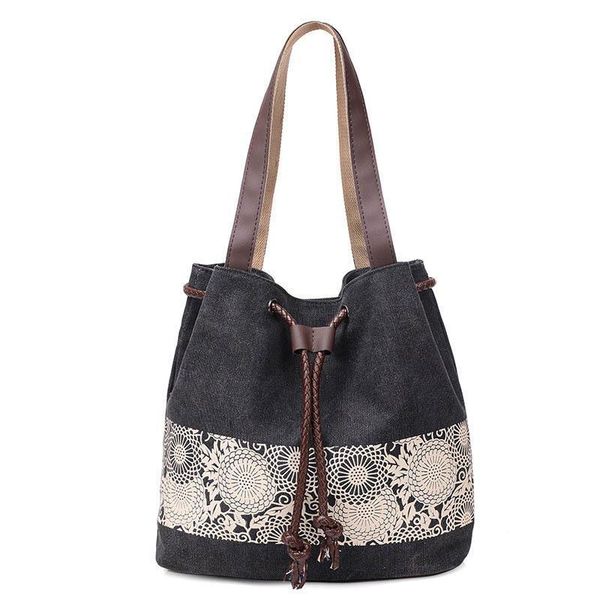 

women canvas handbag flower printed shoulder handbag female large capacity ladies beach bag women canvas tote large capacity bag