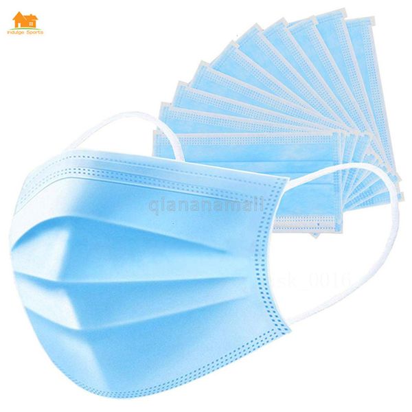 

синий 50pcs мужской открытый конструктор одноразовые non woven предотвратить пыли рот маска три слоя фильтра proof маски a4da
