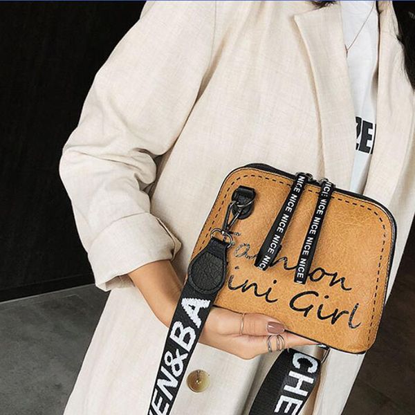 

lady shell crossbody сумка женщины all-match широкий плечевой ремень блестящий письмо сумки высокое качество большая емкость мешка