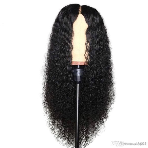 

curly hair wig natural color bleached knots brazilian remy hair lace front human hair wigs with full end, Black