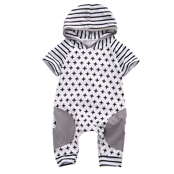 

2020 fashion baby boy girl clothes romper newborn toddler hooded short sleeves jumpsuit infant clothing set outfits, Blue