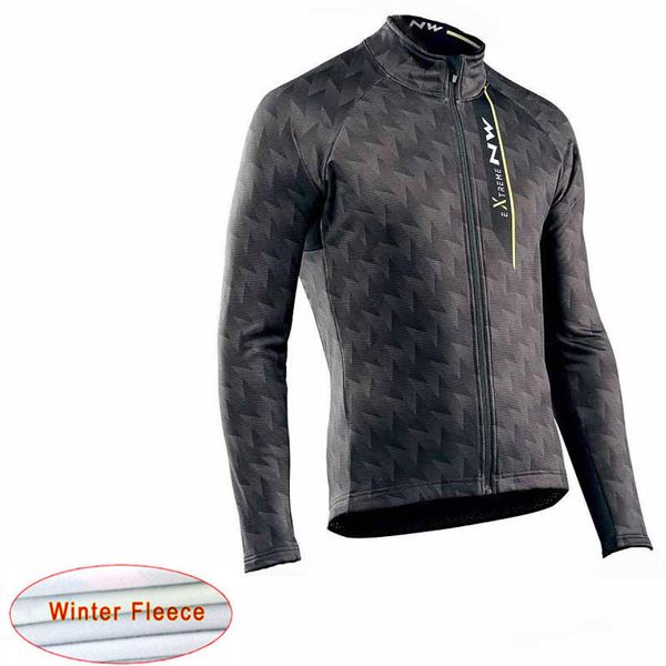 

nw 2019 pro team men cycling jersey winter thermal fleece bicycle long sleeve racing cycling clothing ropa ciclismo hombre c29, Black