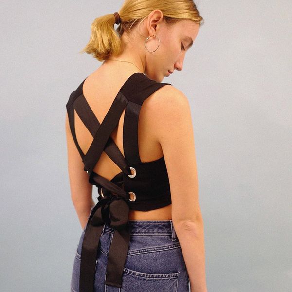 

ladies round neck halter vest women clothes summer sleeveless t-shirt tie strapless backless tees 257, White