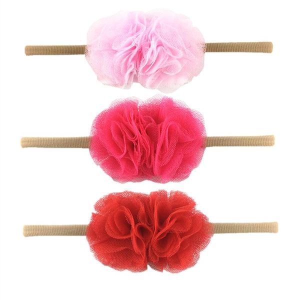 

30шт / много, 9.5cm сетка цветка с нейлоном hairband милой девушкой оголовьем, Slivery;white
