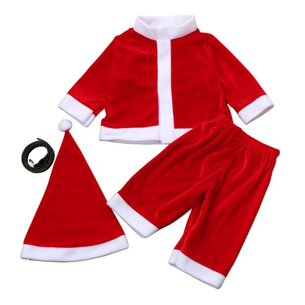 

arloneet christmas baby set suit toddler kids baby boys party clothes costume t-shirt+pants+hat outfit l1122, White