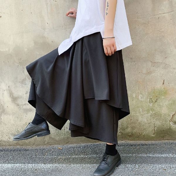 

homens outono irregular patchwork harem pants calÃ§as perna larga culottes calÃ§as danÃ§a hip hop corredores mulheres harajuku japo, Black
