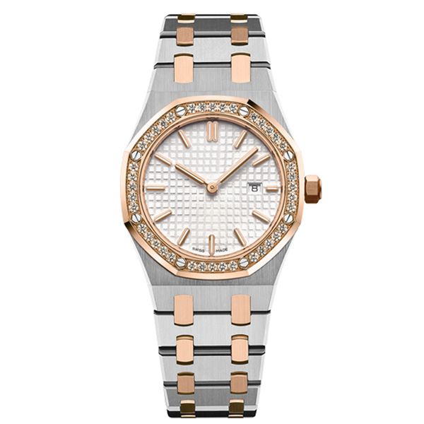 

2020 new luxury women watches 33mm full stainless steel strap gold watch luminous wristwatch sapphire designer watches montre de, Slivery;brown