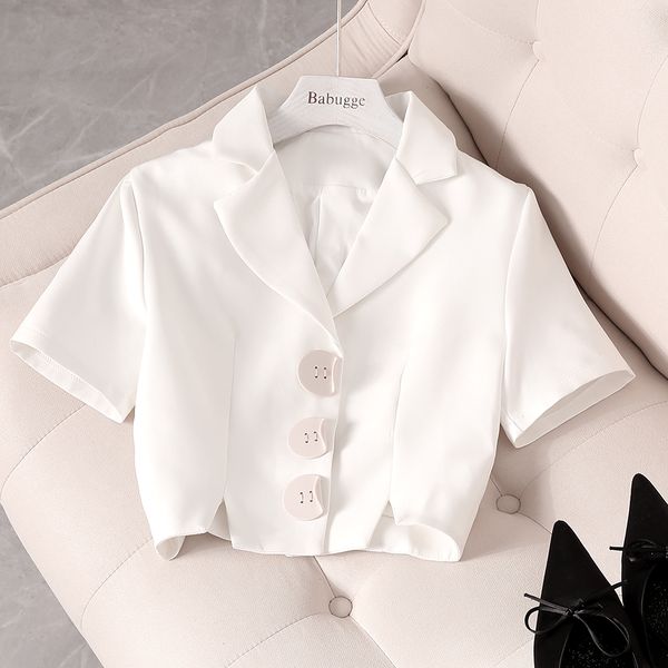 

feminine small blazers suits jackets 2019 new summer all-match solid color short sleeve loose single breasted women short coats, White;black