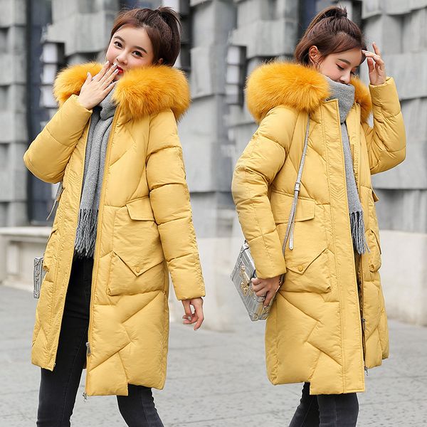 

2019 women's winter hooded warm jacket cotton long coat wyly103, Black