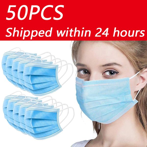 

50pcs disposable dustproof face mouth masks anti pm2.5 dental mask careelastic hygiene face mask masque anti dust