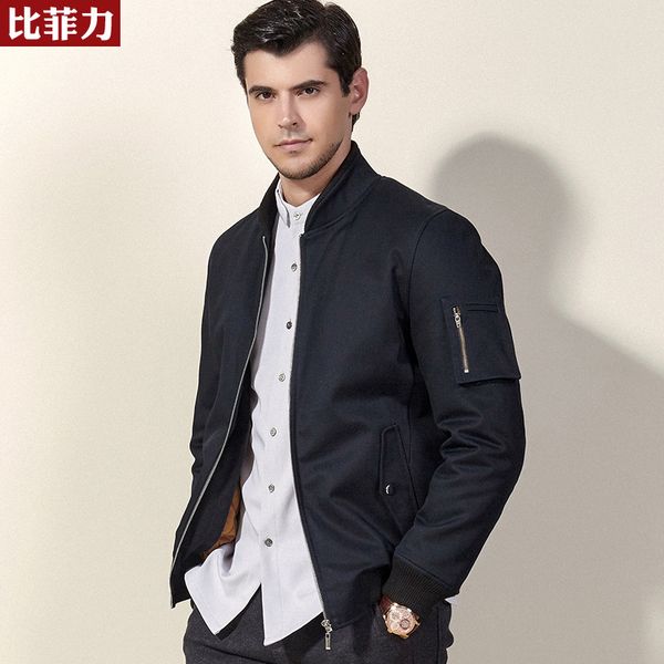 

beverry winter bomber jacket men cotton baseball uniform jacket slim quilted flight suit ma-1, Black